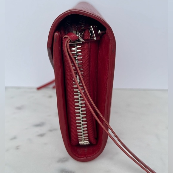 Balenciaga Red Leather Envelope Crossbody Wallet WOC - Picture 4 of 13